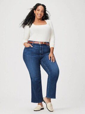 New PAIGE CLAUDINE Transcend Vintage High Ankle Flare Jeans In Devoted Plus 26W